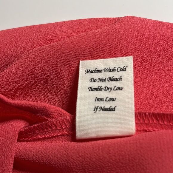 Mine sheer pink blouse cuffs short sleeves button at shoulders one pocket SZ M - Picture 10 of 12